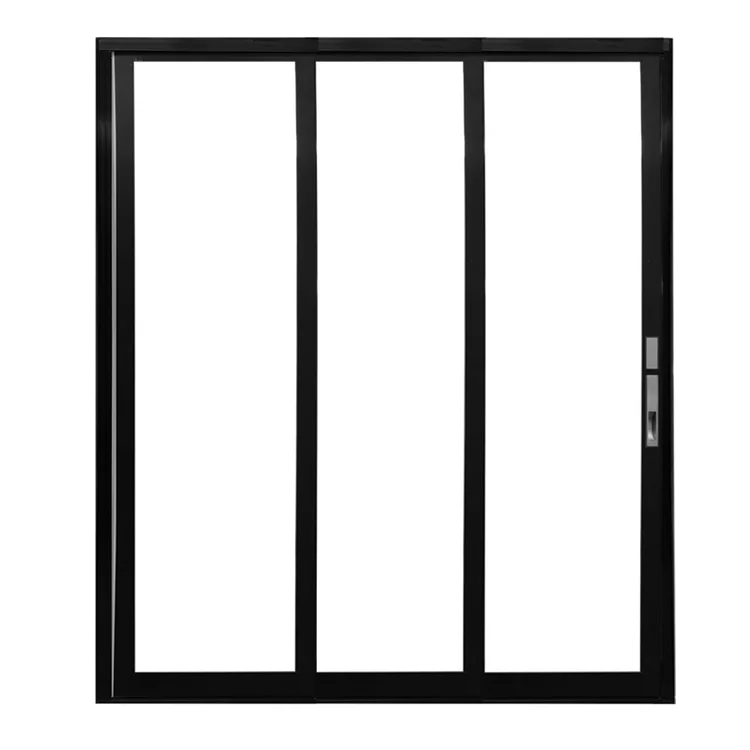 Aluminum sliding door with three panels for smooth operation