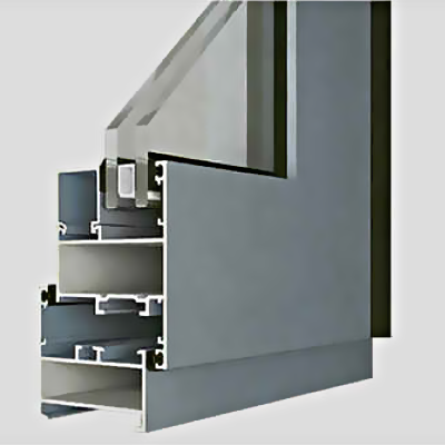 Dessin d'angle sans pont cassé Cadre en aluminium gris avec verre pour une conception de fenêtre à auvent