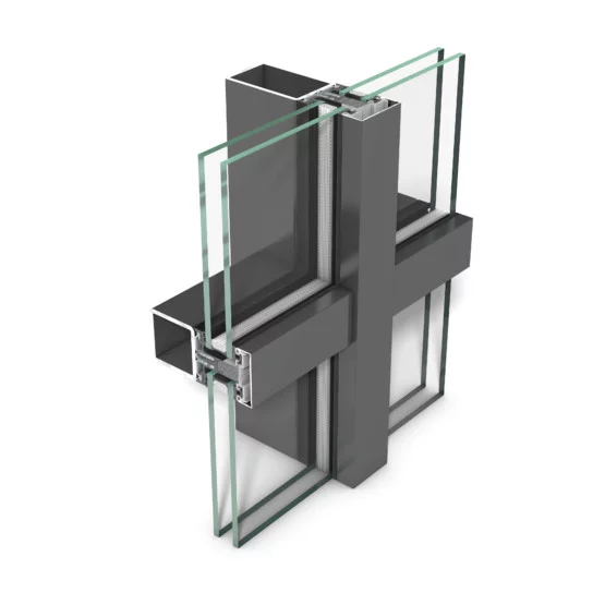 Close up of glass and aluminum frame Visible Curtain Wall