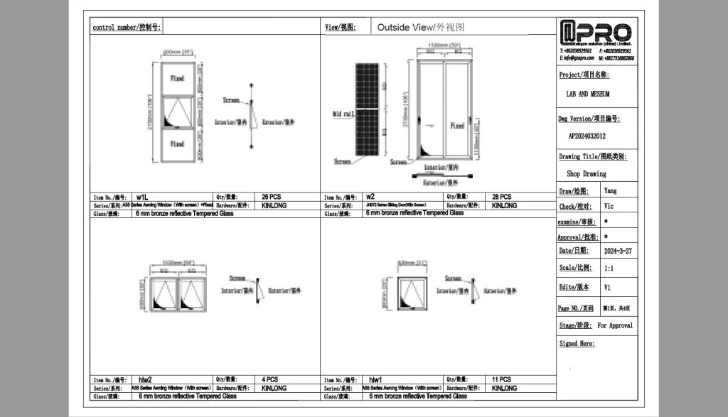 Spécifications détaillées du produit sur un dessin d'architecture