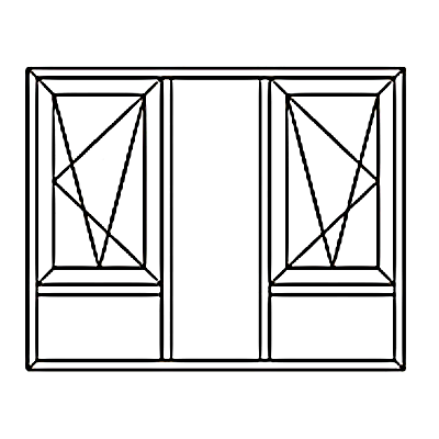 Finestra a battente e ribalta con doppi pannelli operabili e fondo solido