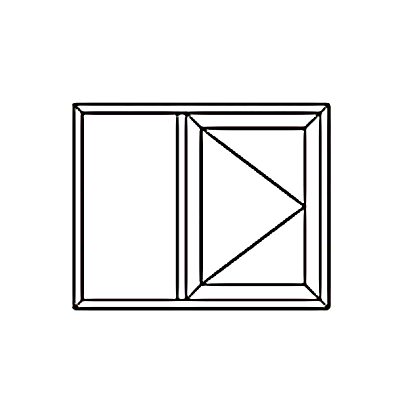 Window with K shaped design and side opening