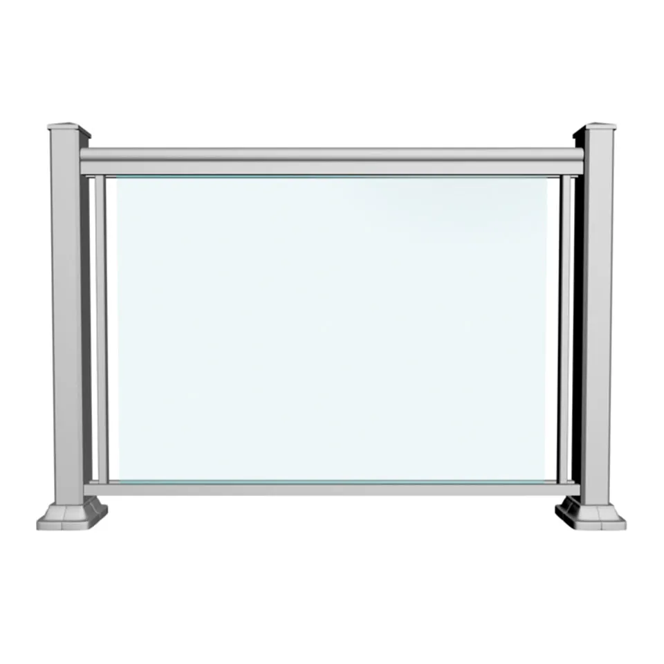 Aluminum frame glass railing for balconies and decks