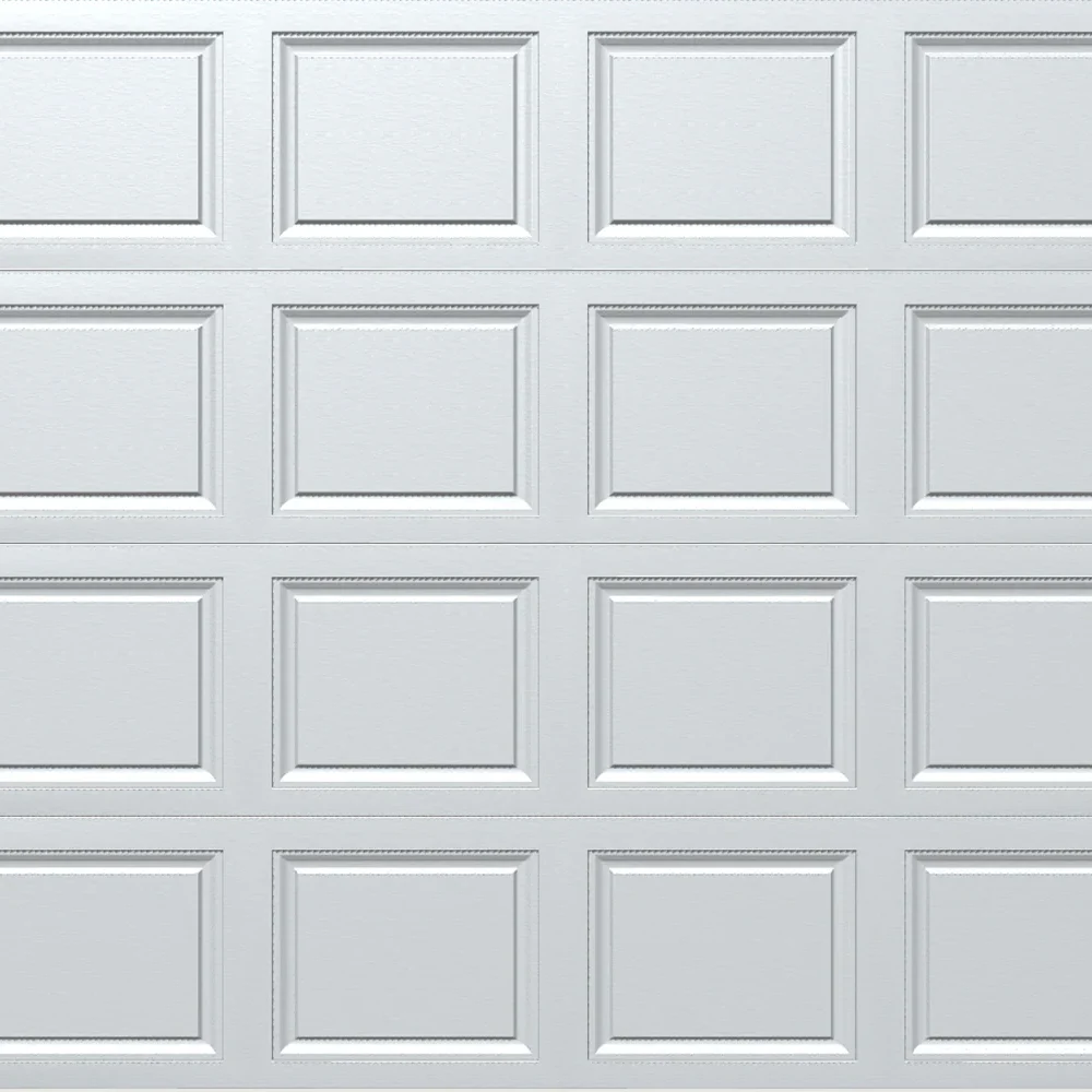 Aluminum garage door with raised panels