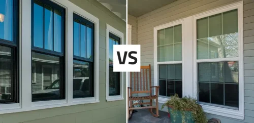 Comparison of black trim and white trim windows on houses