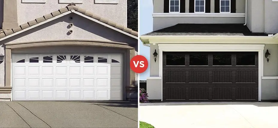 Comparación de puertas de garaje blancas y marrones