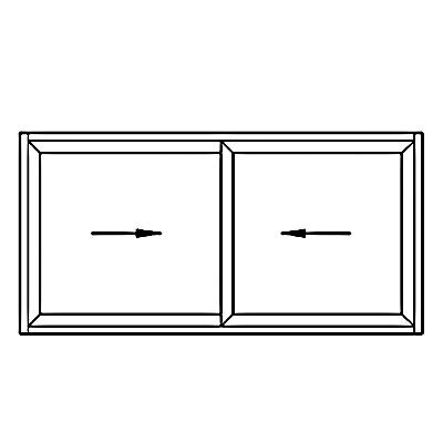 Diagram of a two panel sliding door system