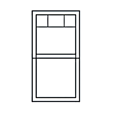Finestra a doppia anta con design a più pannelli a griglia superiore