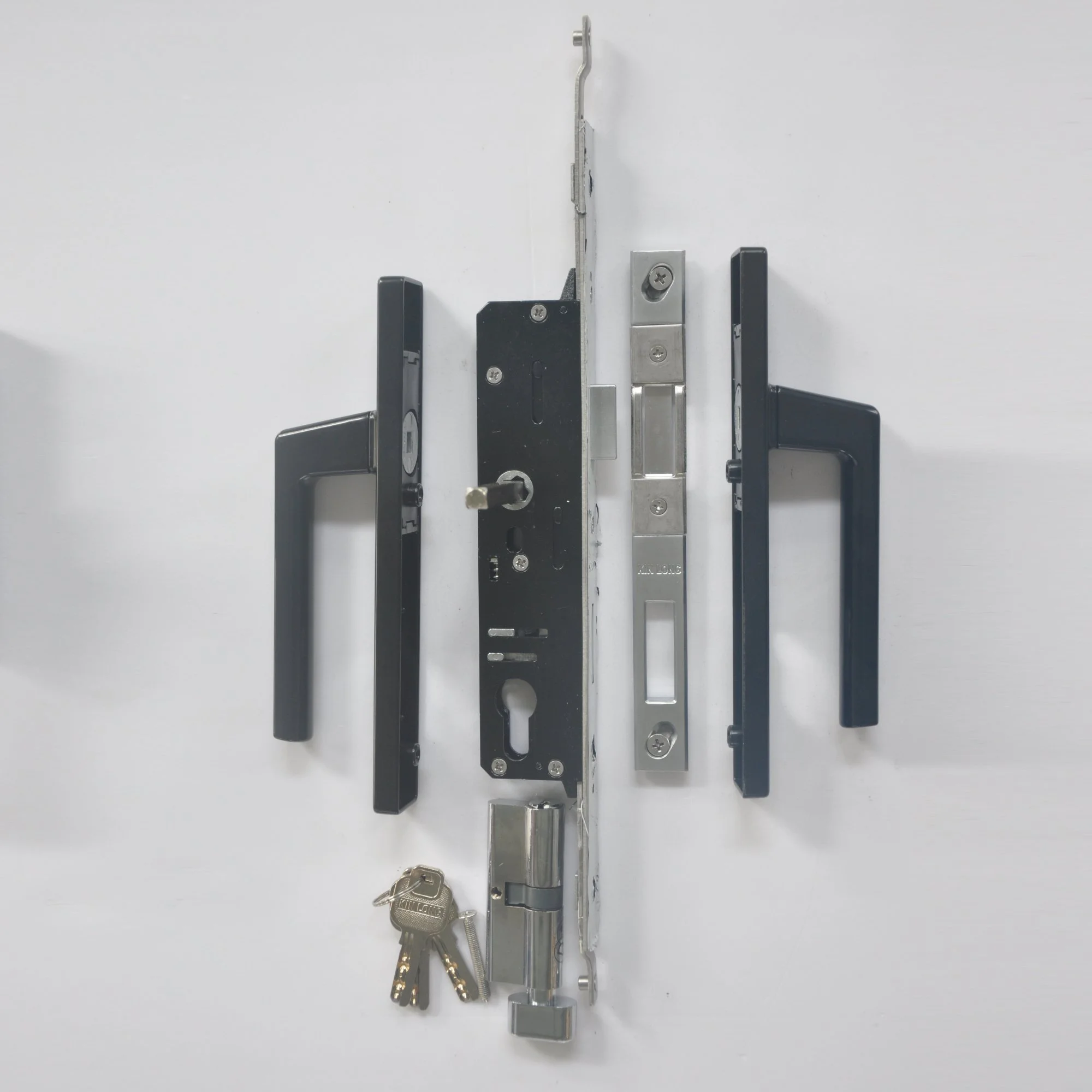 Serrure de porte Kinlong MSC28I assortie au panneau de cadre Poignées noires serrure et clé
