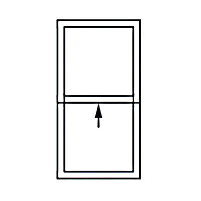 Finestra singola a doppia anta con anta scorrevole verso l'alto
