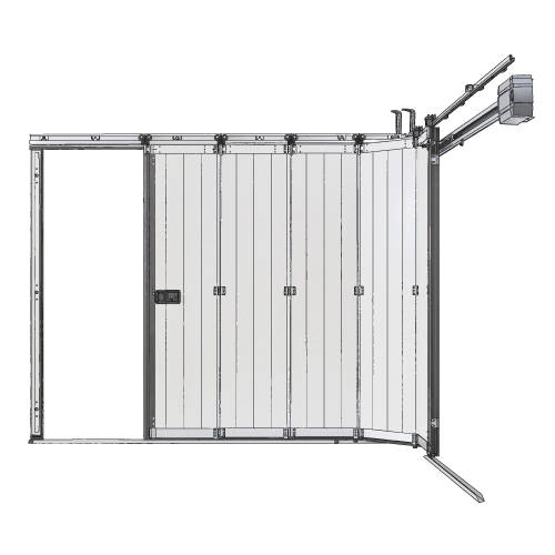 Sliding garage door opening to the side