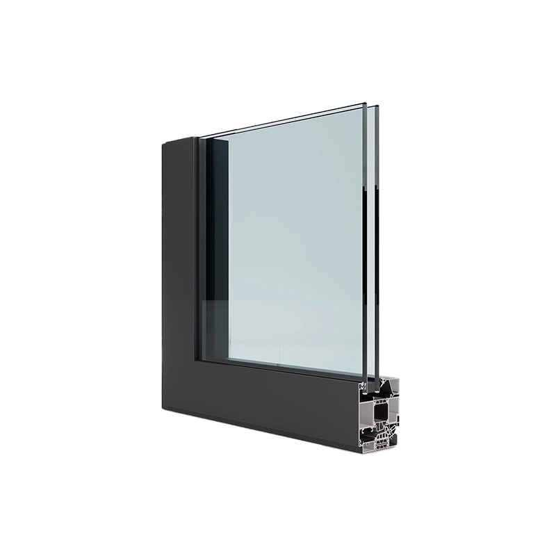 Sezione trasversale della porta a battente in vetro con isolamento termico