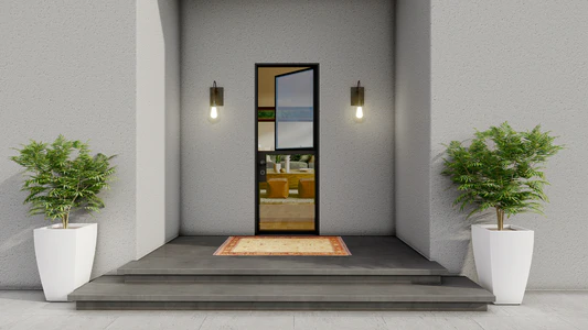 Porta de pátio holandesa com moldura preta e design moderno