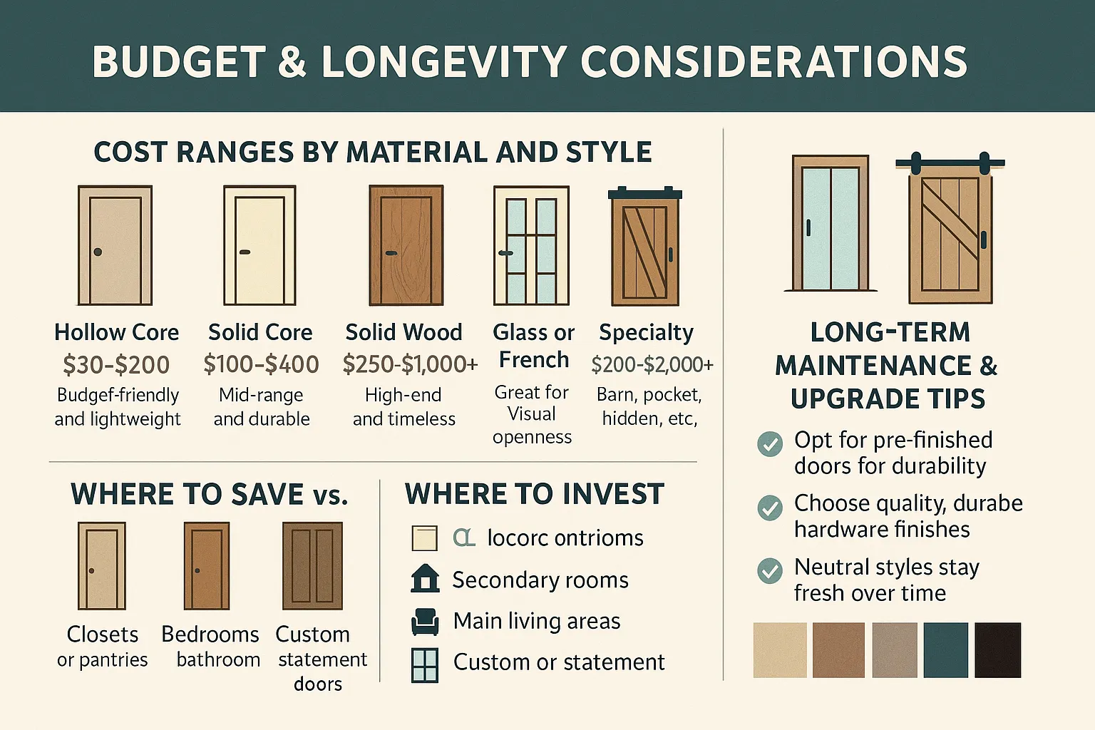 Types de portes avec des conseils de coût et où investir ou économiser