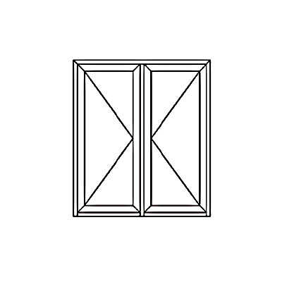 Porta a battente a due ante con pannelli simmetrici