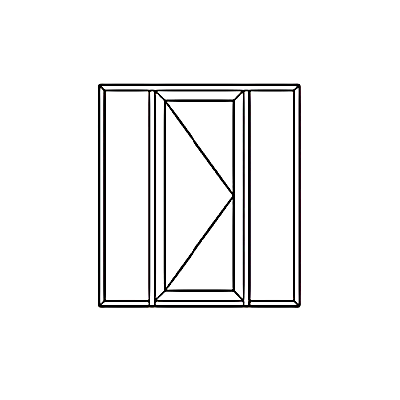 Porta a battente affiancata da doppi vetri laterali