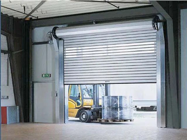 Roll up garage door in commercial warehouse
