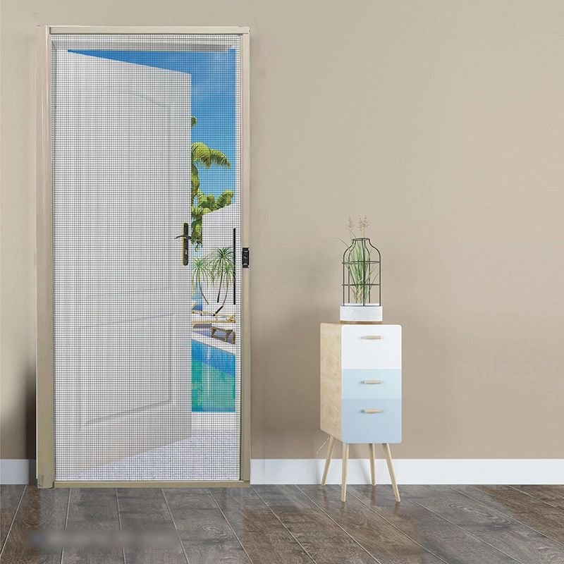 Screen door with tropical view outside