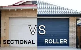 벽돌집 차고문의 단면형과 롤러형 차고문 비교