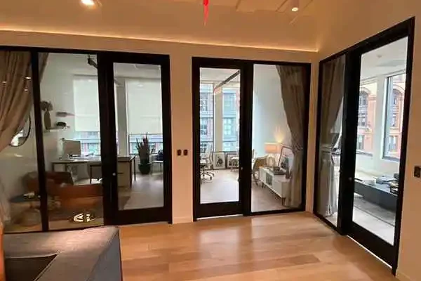 Swing door in modern office interior