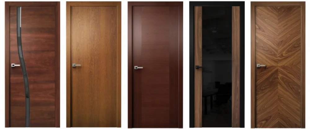 Différentes finitions de portes intérieures modernes en grain de bois