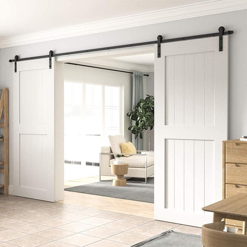 White double barn doors for open living room