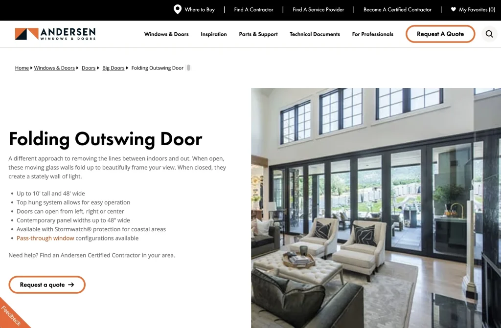 Andersen Windows Doors one of the top folding door manufacturer in the usa