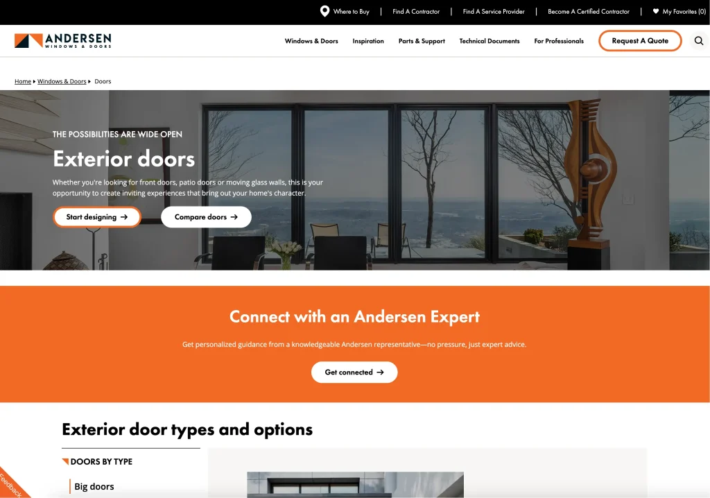 Andersen, один из производителей дверей из стекловолокна