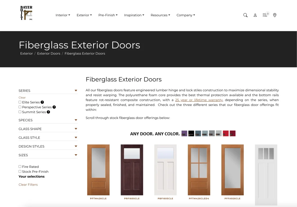 Bayer Built – один из производителей стеклопластиковых дверей