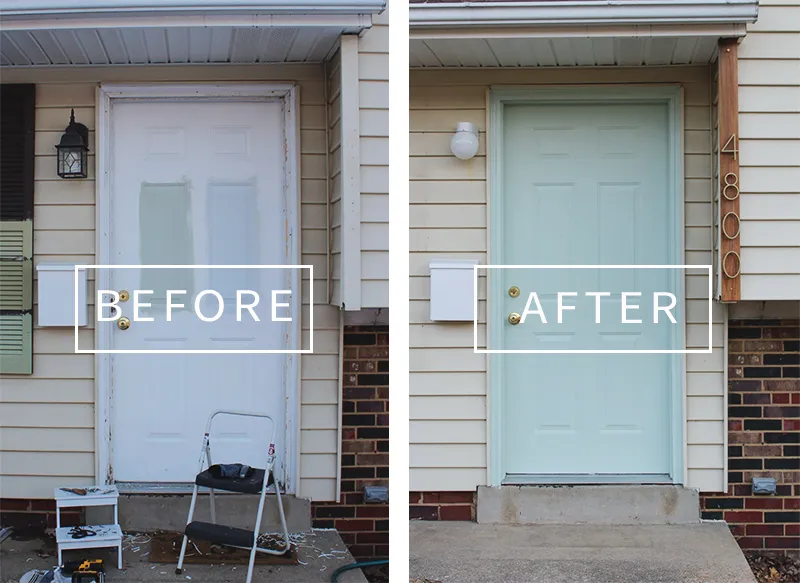 현관문 페인팅 변신 전, 후