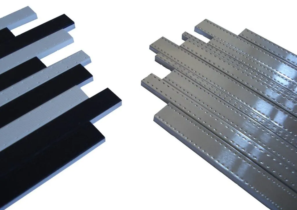 Black and silver IGU spacer bars with perforated vents