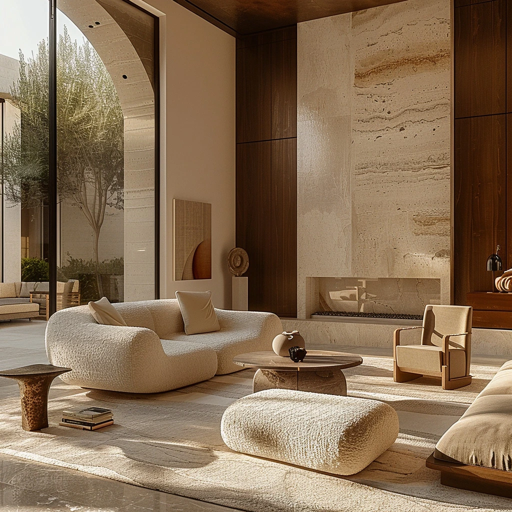 Ideas para villas de lujo con paleta de materiales naturales