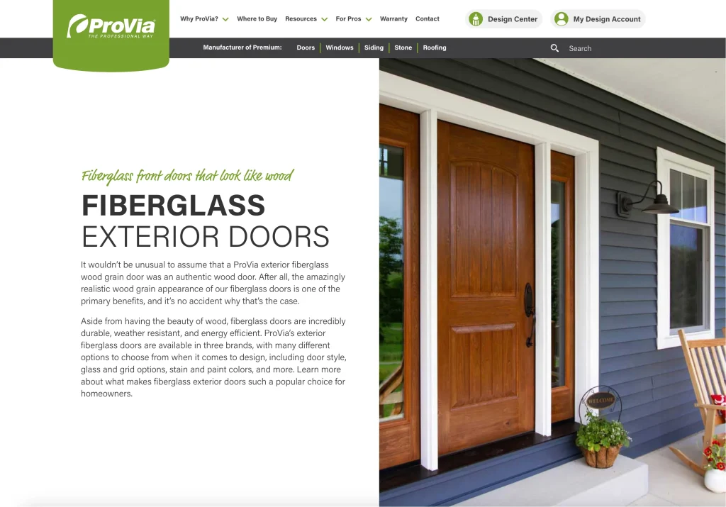 ProVia einer der Hersteller von Glasfasertüren