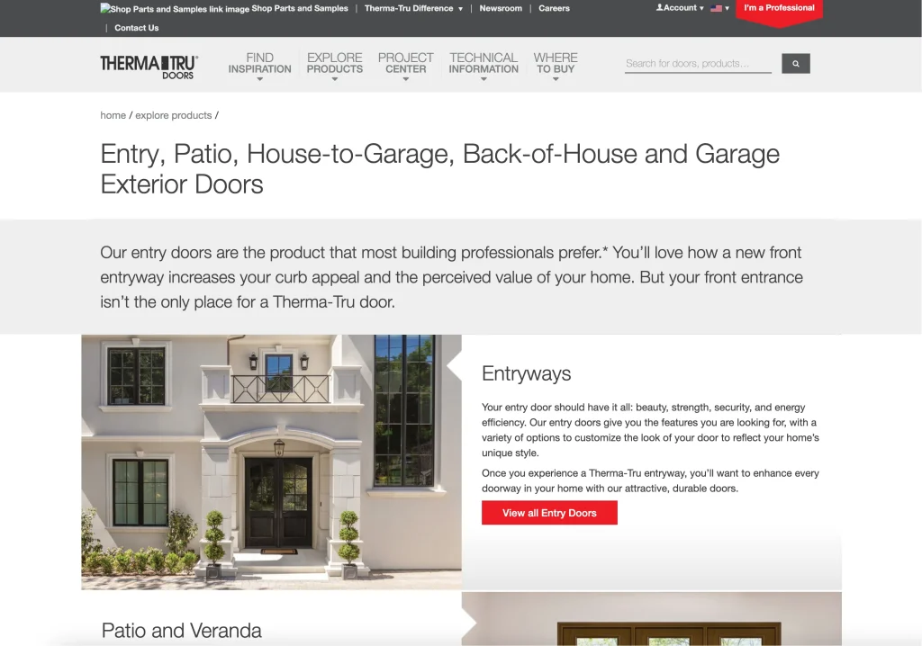 Therma Tru uno de los fabricantes de puertas de patio