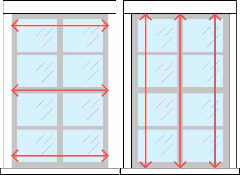 Diagramme montrant comment mesurer les stores et les abat-jour