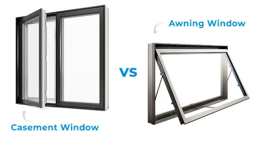 Diagrams showing how casement and awning windows open