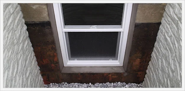 Double hung basement egress window with gravel base