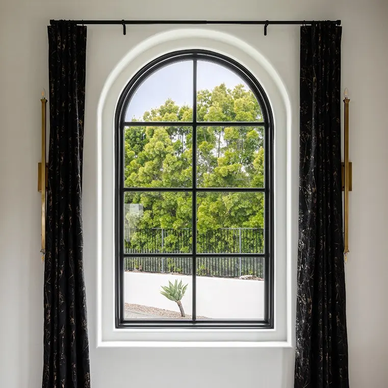 Black Arched Windows with Tinted Glass Black Glass Window Design