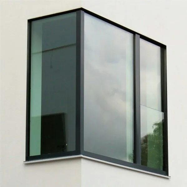 Black Framed Glass Corners and Wraparound Windows Black Glass Window Design