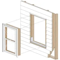 Exploded view of original window frame removal process