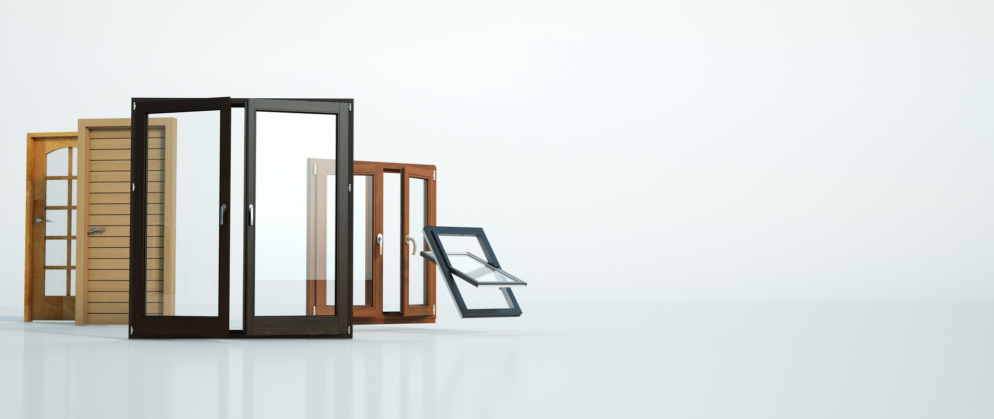 Various door and window styles displayed on clean background