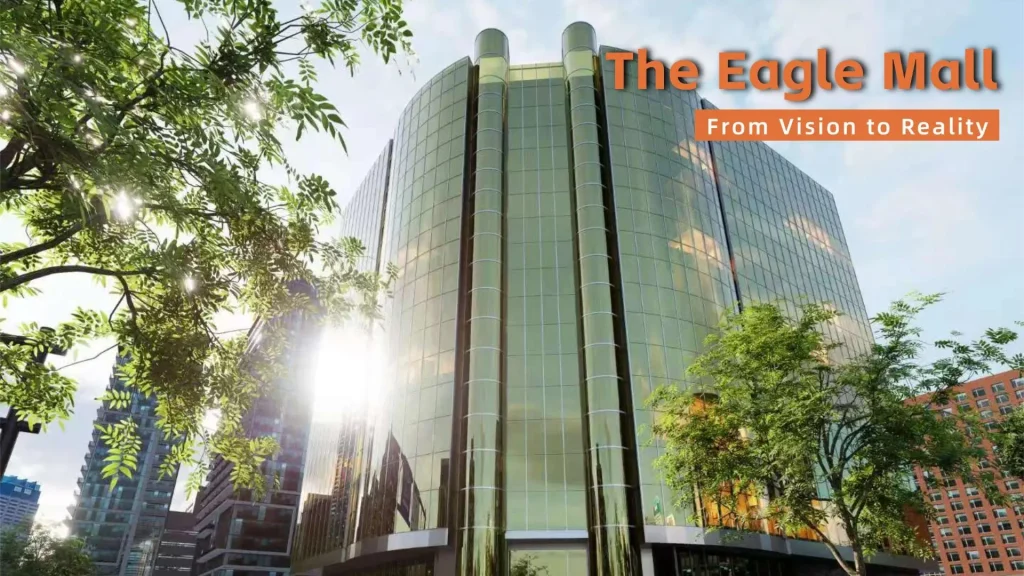 고온 기후 조건에서 이글 몰 커튼월 외관