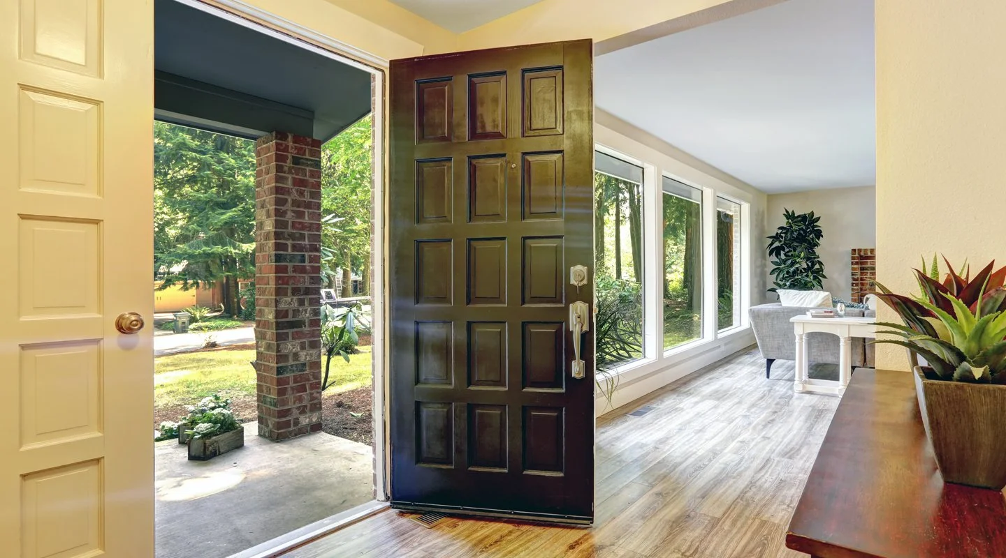 Example of an inswing entry door opening indoors
