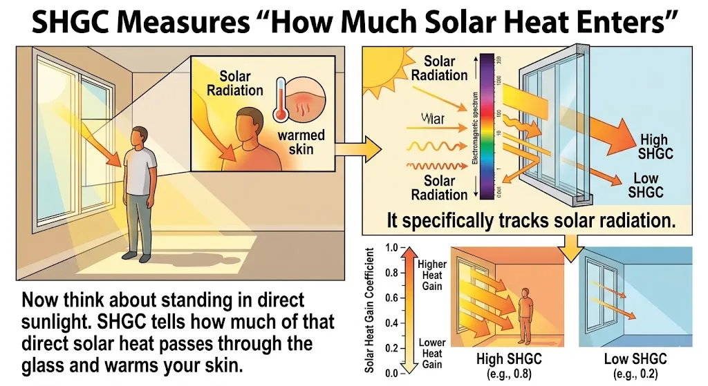 SHGC misura quanto calore solare entra