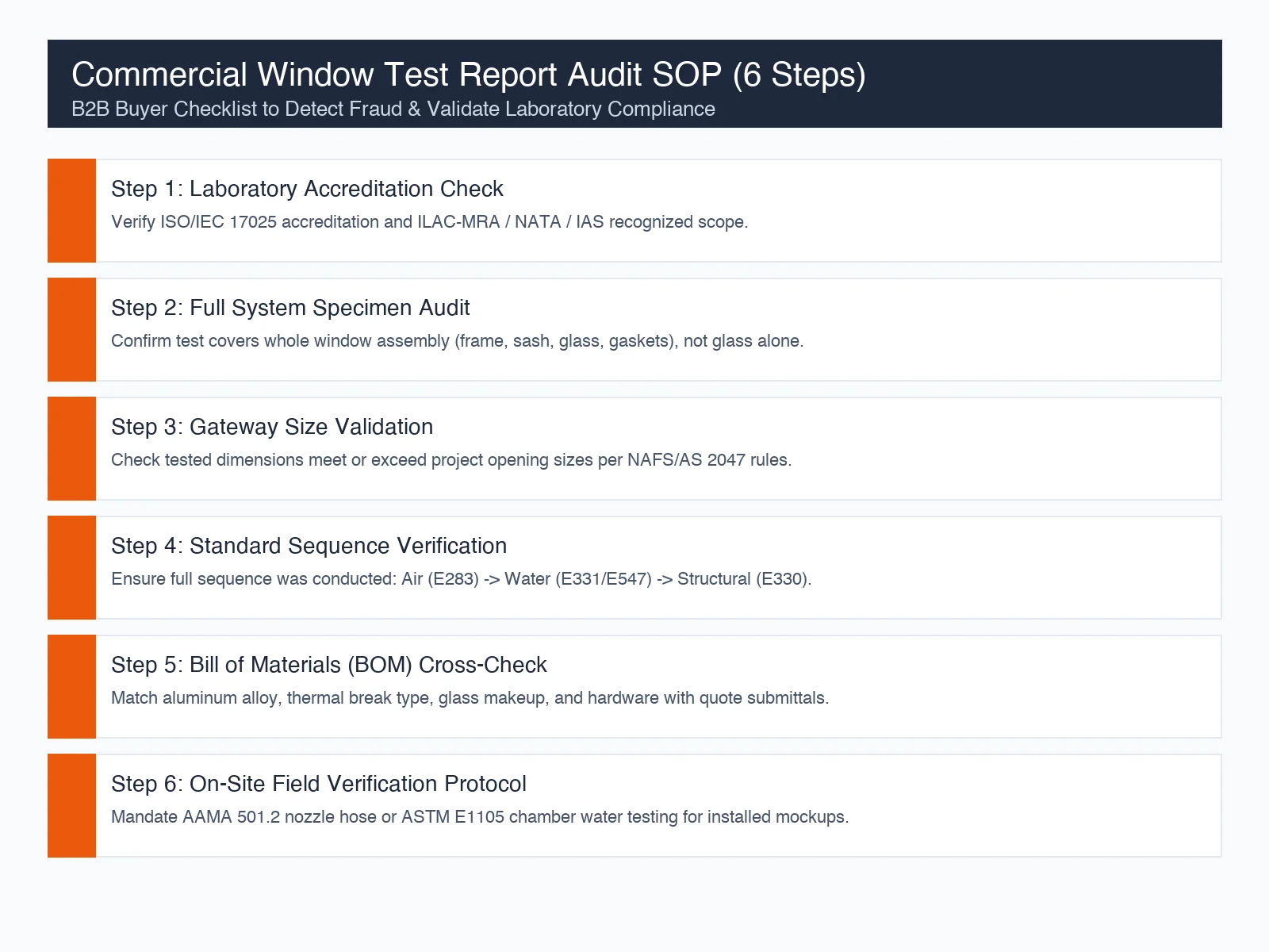 Commercial Window Test Report Audit 6-Step Verification SOP