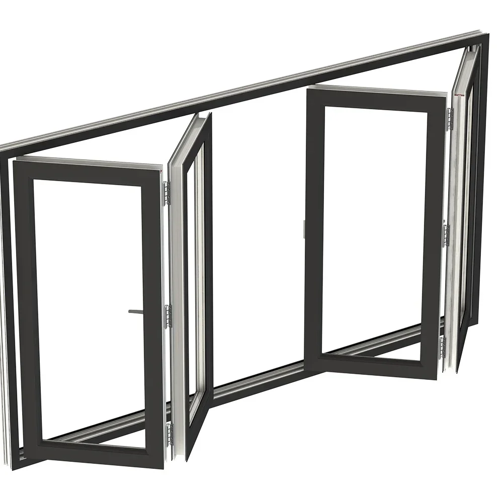 Three fold aluminum window design with multiple panels